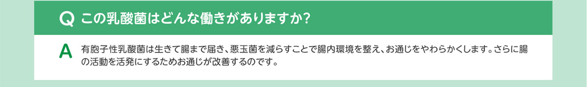 Qこの乳酸菌はどんな働きがありますか？