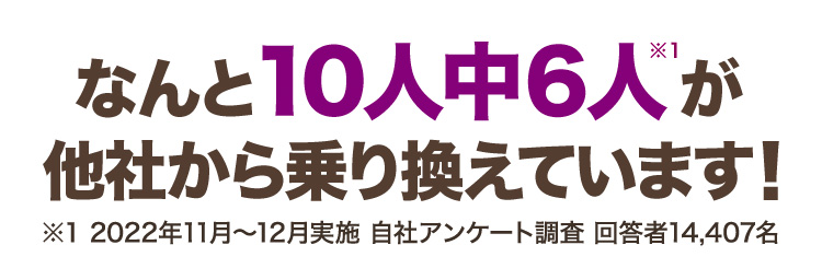 なんと10人中6人が他社から乗り換えています！