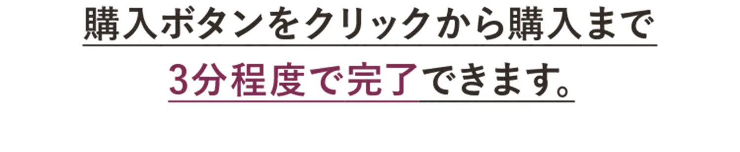 購入ボタンをクリックから購入まで3分程度で完了できます。