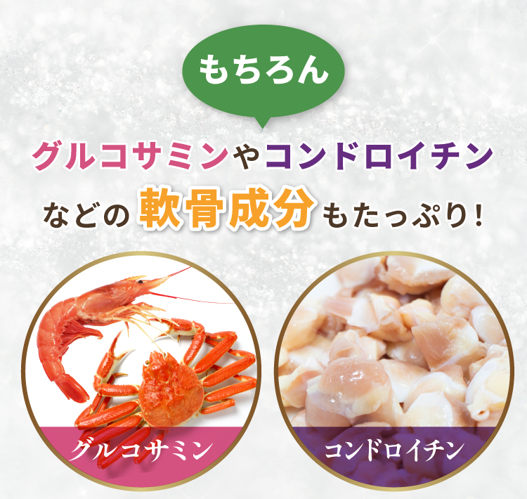 もちろんグルコサミンやコンドロイチンなどの軟骨成分もたっぷり！